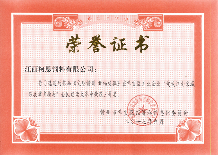 “愛我江南宋城·頌我章貢精彩”全民朗讀大賽三等獎(jiǎng)